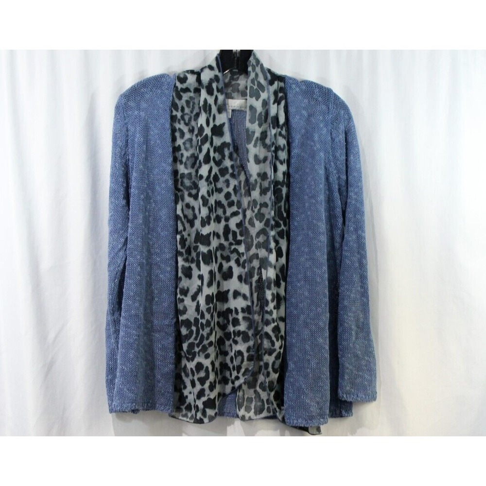 Curio New York Womens Blue Grey Linen Blend Open Front Cardigan XS